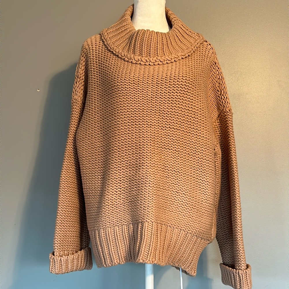 Mystree Dusty Pink Chunky Mock Turtleneck Sweater, Size Large